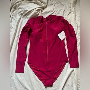 MOTT50 Mila Long Sleeve One Piece Swimsuit Magenta SZ XL NWT